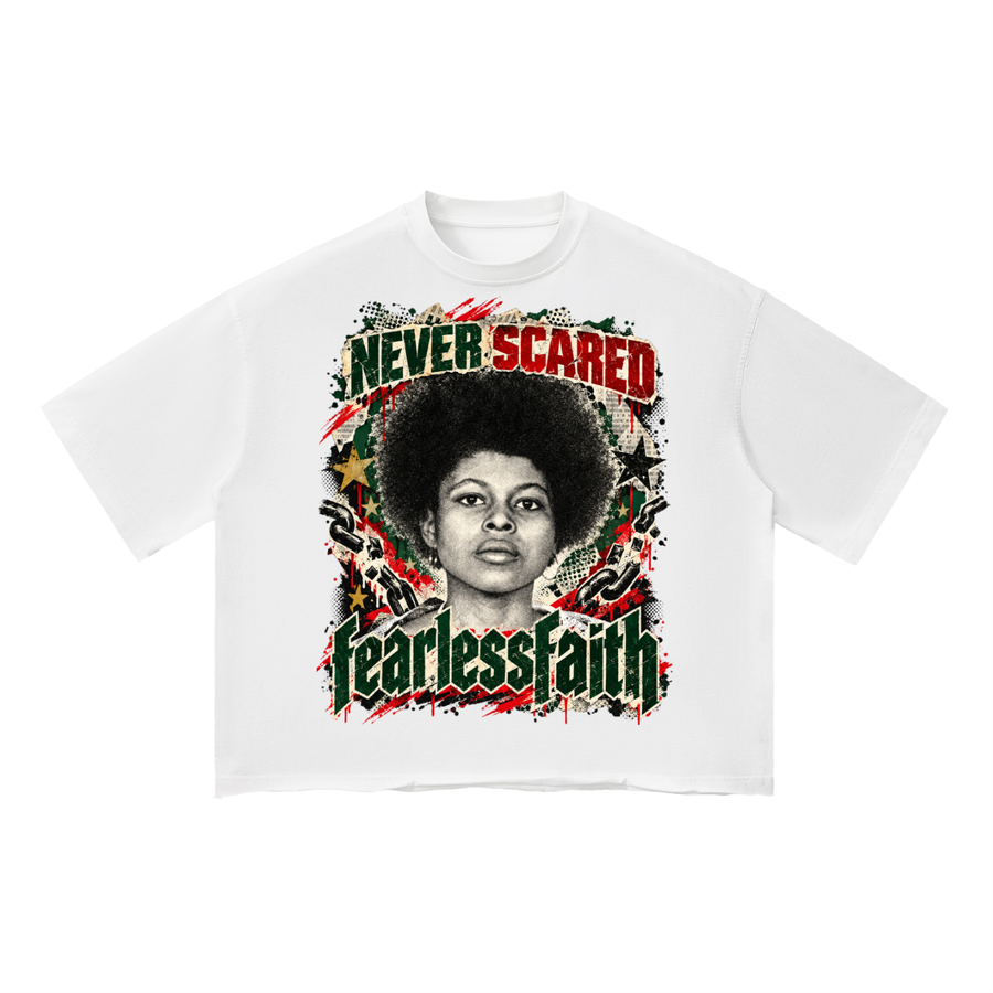 Fearless Faith Never Scared  Vintage Wash Boxy T-Shirt