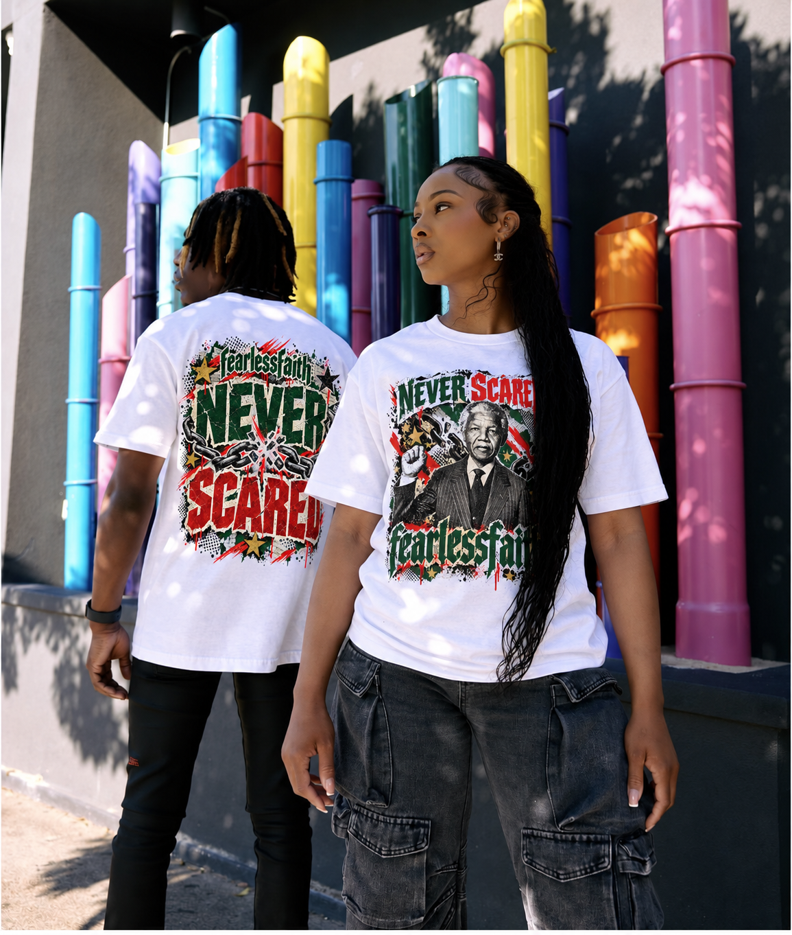 Fearless Faith Never Scared Malcolm X T-shirt real model campaign